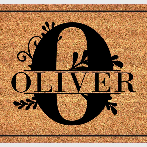 O Letter Door Mat - Personalised Monogram Letter O Welcome Mat - 3 Sizes