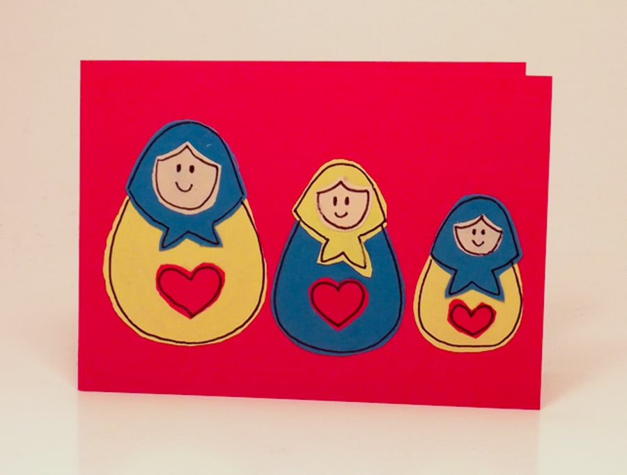 Greeting Cards - Note Cards Pack of 6 - Three Russian Doll Greeting Card 6 Pack 
