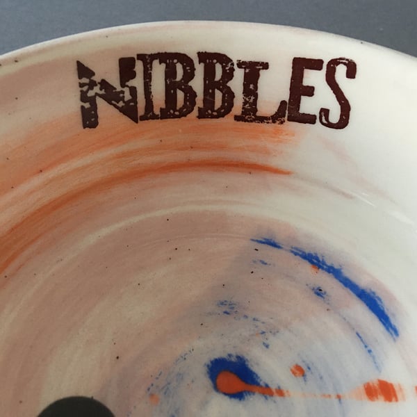 Colourful Nibbles hand thrown bowl.