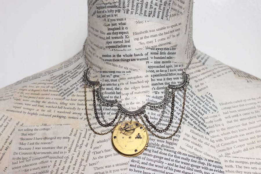 Upcycled Repurposed Vintage Watch Part Steampunk Statement Necklace