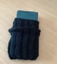 MOBILE PHONE SLEEVE 8x3.5" or 20x9cm HAND KNITTED IN BLACK YARN