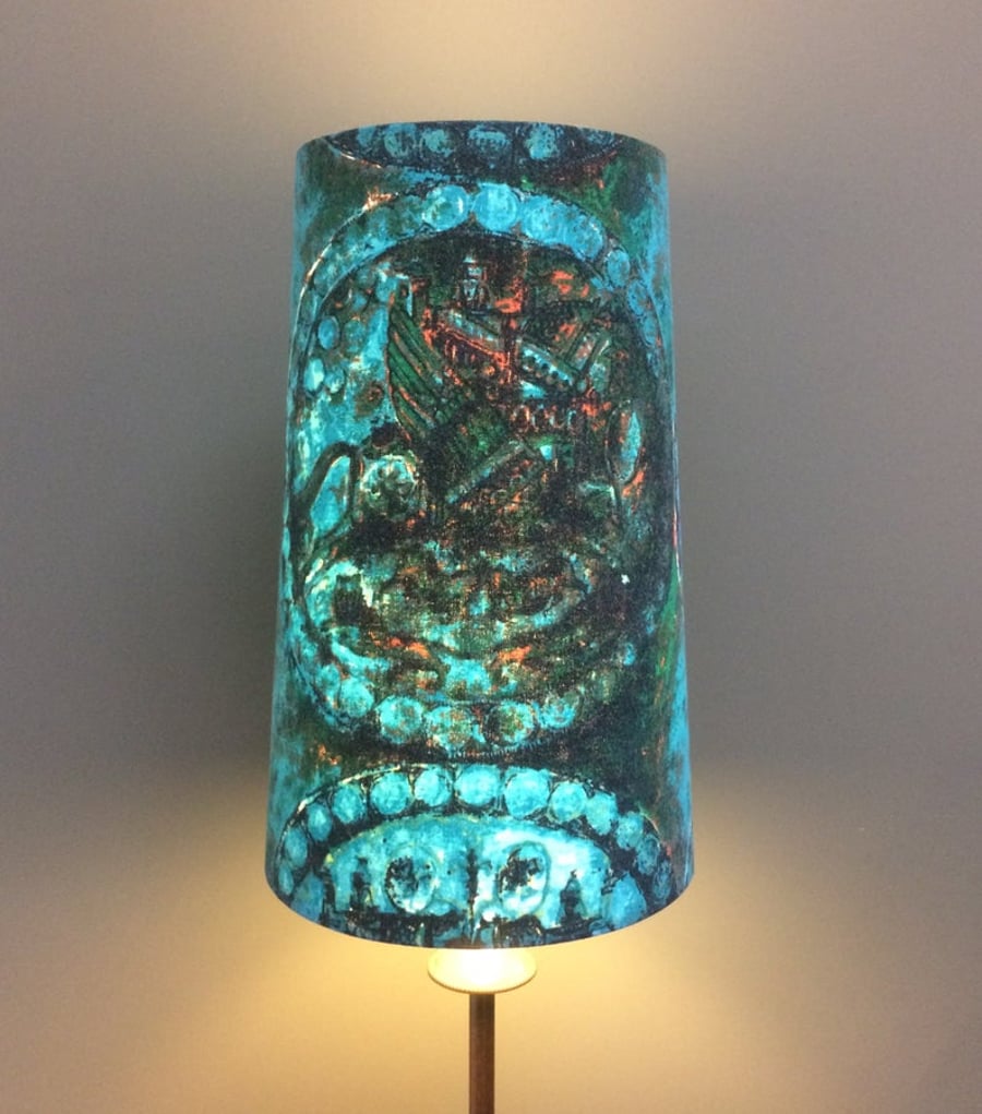 Greek Theme PATHOS  MCM Francis Price VIntage Fabric BLUE Lampshade option 