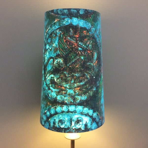 Greek Theme PATHOS  MCM Francis Price VIntage Fabric BLUE Lampshade option 