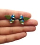 Magpie Stud Earrings - Handcoloured - Bird Earrings