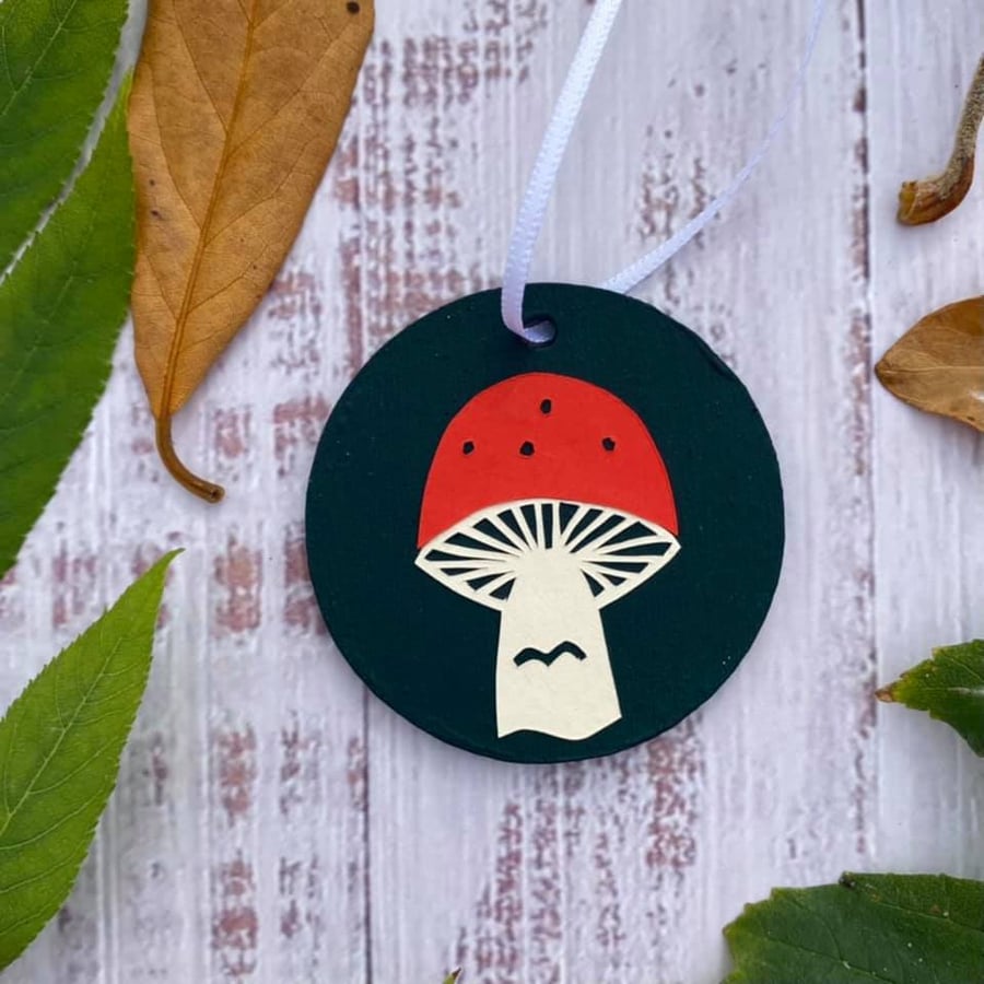 HALF PRICE "Toadstool" Hanging Decoration - Original Papercut