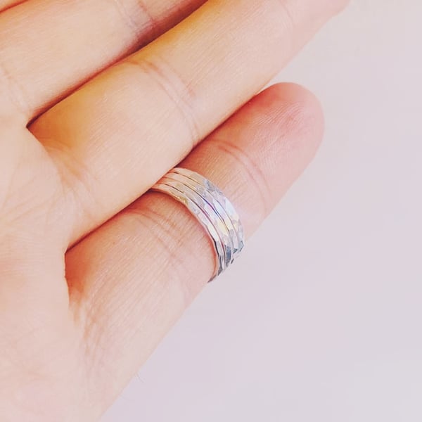 Recycled Sterling silver Stacking Rings Handmade Hammered Silver Ring