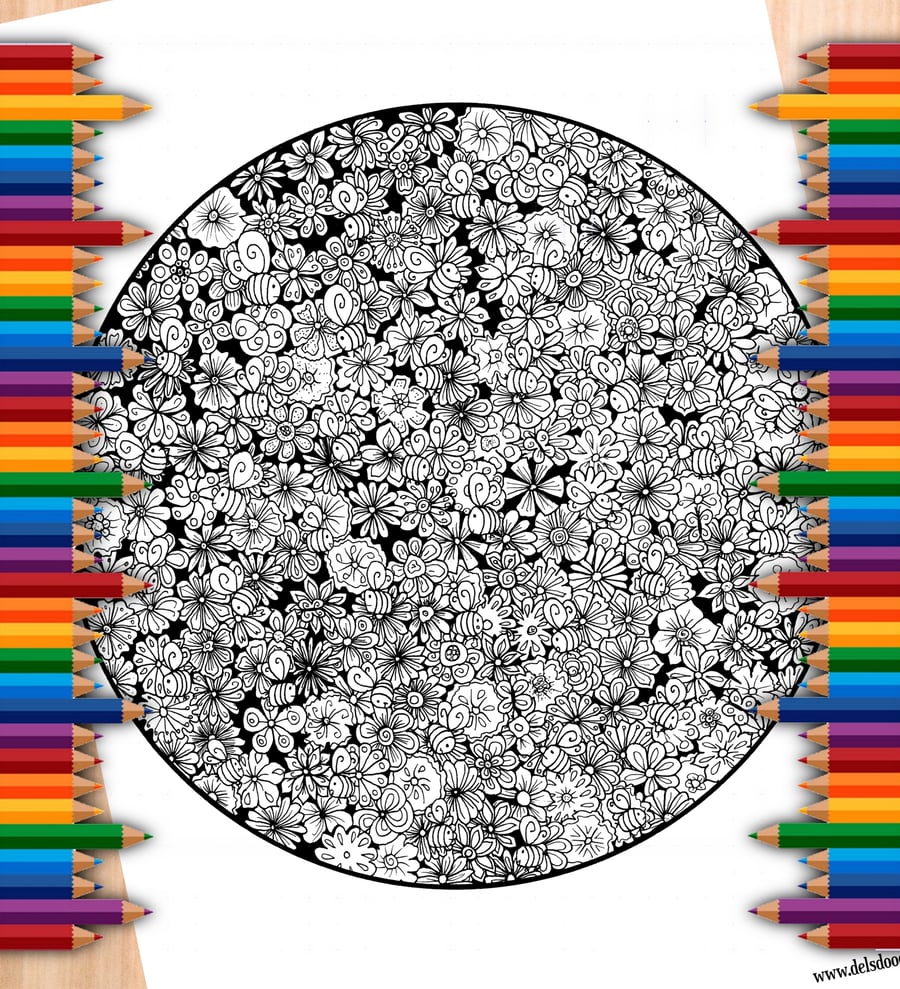 Digital Colouring Page - Bees