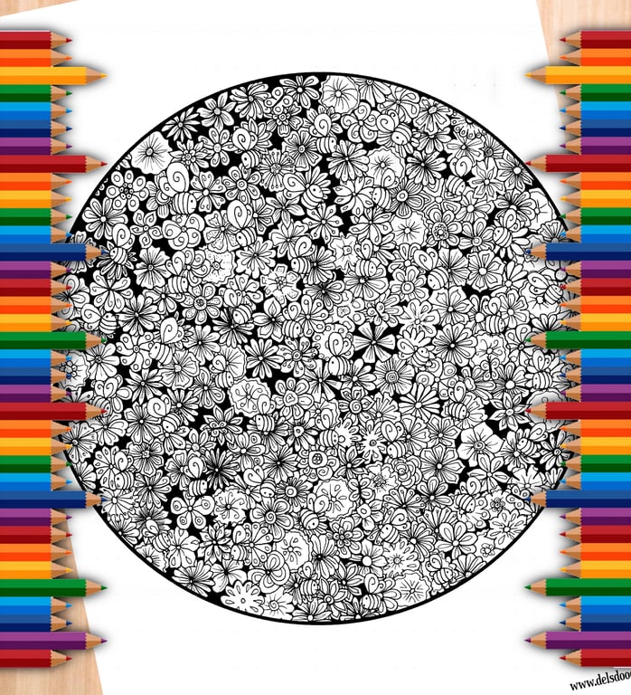 Digital Colouring Page - Bees