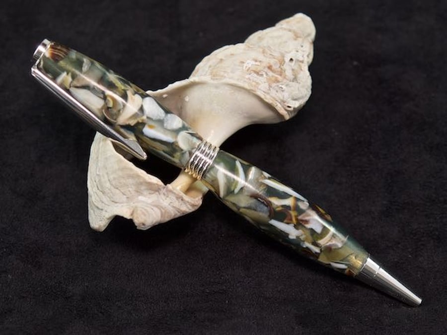 Rollerball pen made with real Orkney sea shells. S15