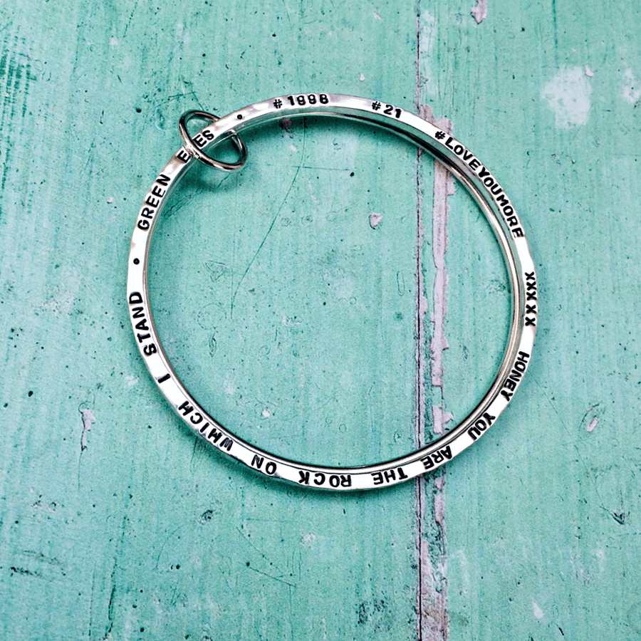 TWO BECOME ONE - double bangle stack, personalised with your words, UK made