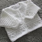 Round Neck Patterned Cardigan (White)