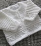 Round Neck Patterned Cardigan (White)