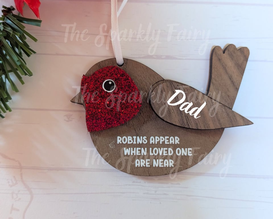 Personalised Robin Christmas Ornament, In Loving Memory, memorial