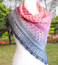 Crochet ombre lace cotton shawl in shades of peachy pink and grey. Crochet shawl - Image 3