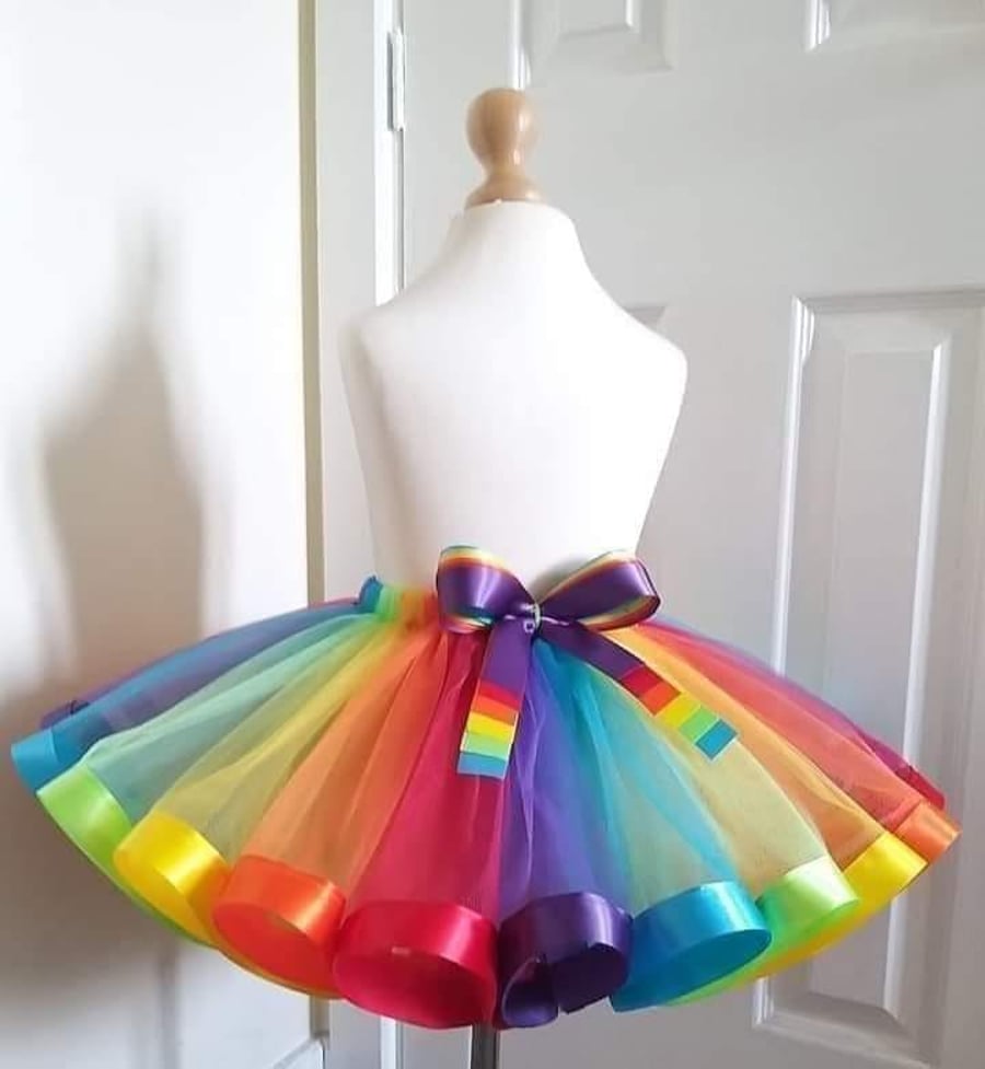 Rainbow Style Tutu Skirt, Tutu -  Age's From 0-6 Months to 6-7 Years UK