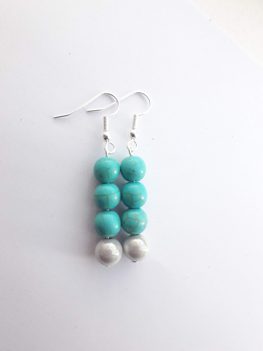 Turquoise and Miracle Bead Earrings