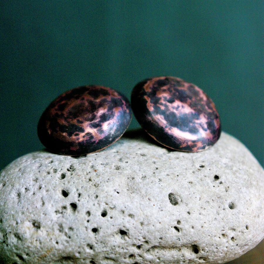 Large Copper Dome Stud Earrings