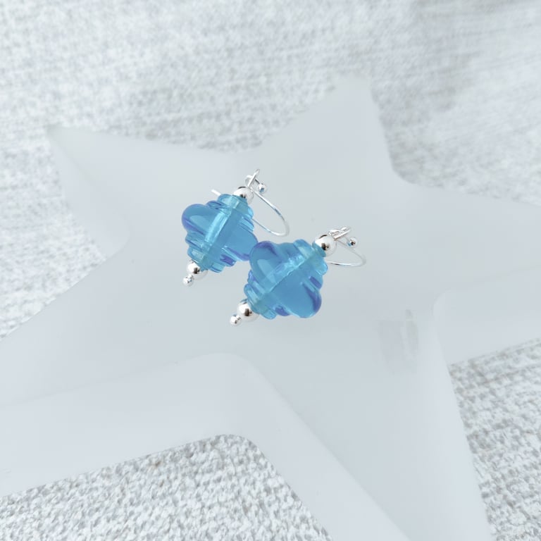 Handmade Aqua Lampwork Earrings 