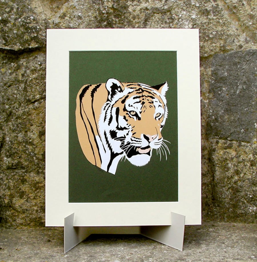 Watchful Tiger - Original Paper Cut