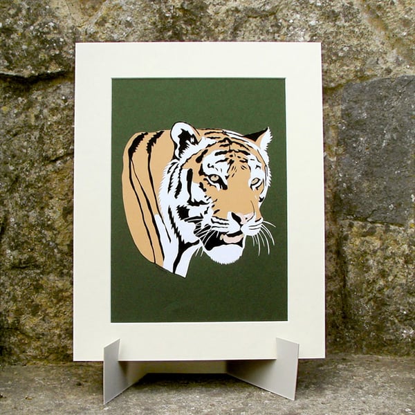 Watchful Tiger - Original Paper Cut