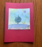 Hand painted Christmas Yule Card 'A Single Tree' - Image 1
