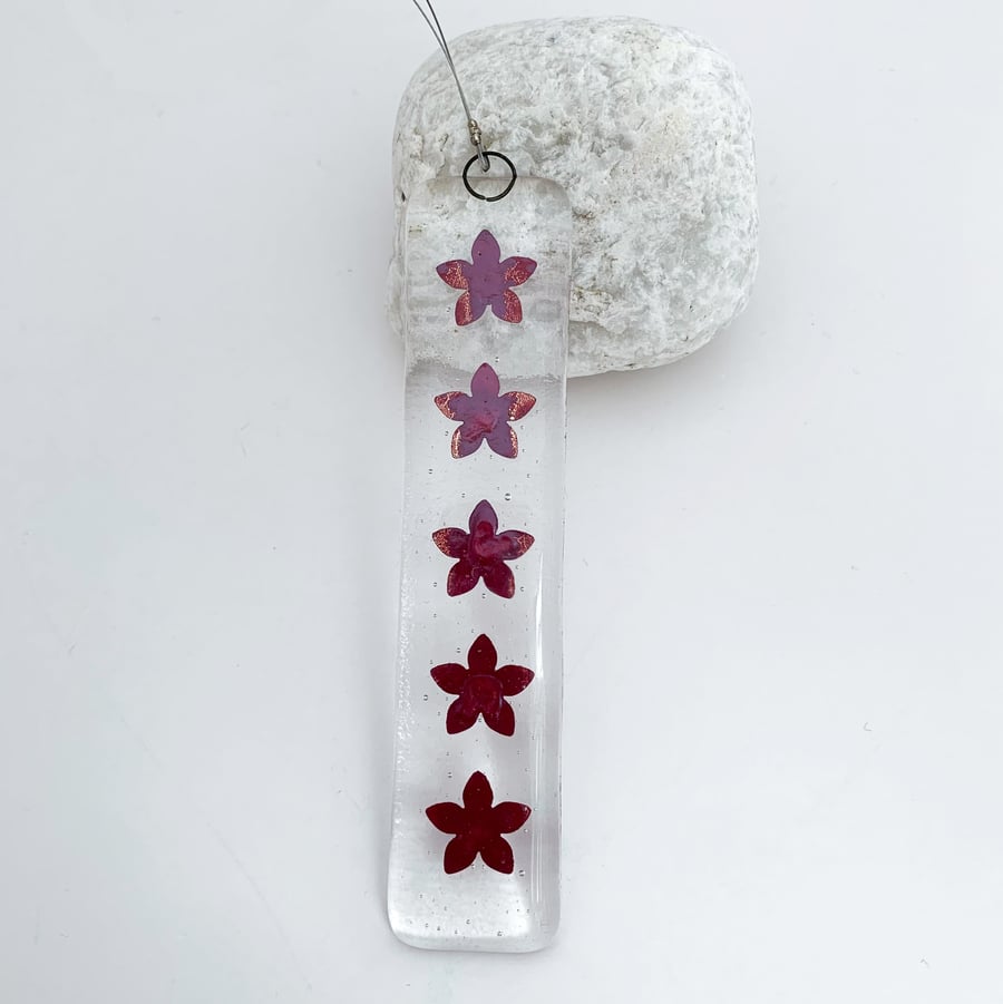 Fused Glass Copper Flowers Hanging - Handmade Glass Suncatcher