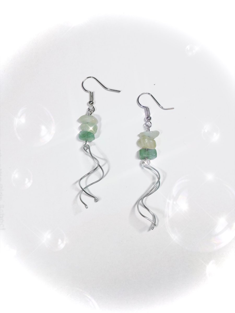 Green Aveturine gem, Prehnite gem, Amazonite gem earrings
