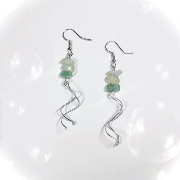 Green Aveturine gem, Prehnite gem, Amazonite gem earrings