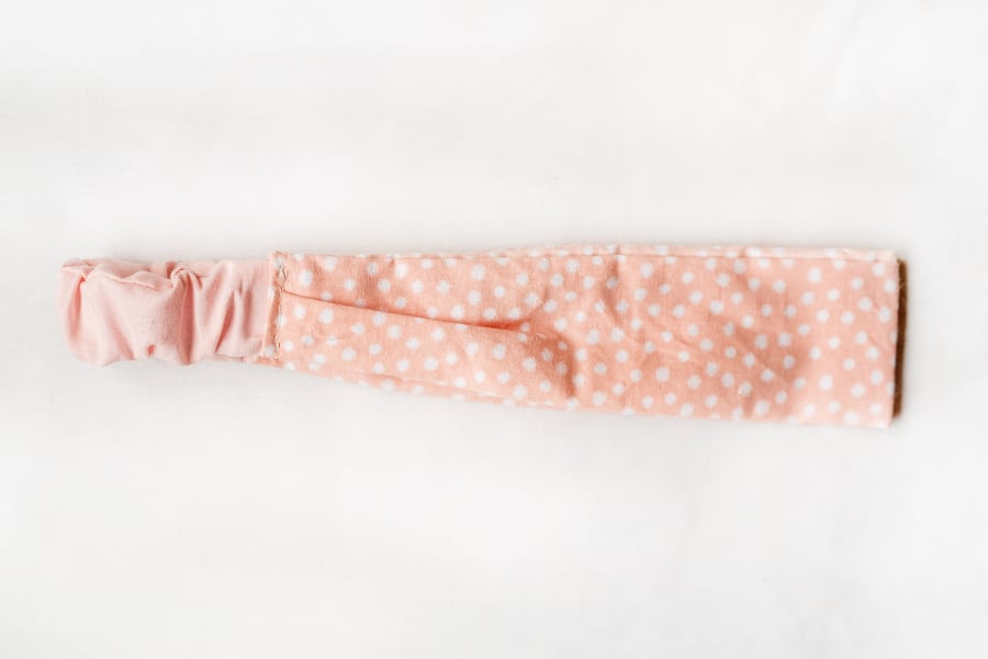 Pastel pink polka dot headband, hairband