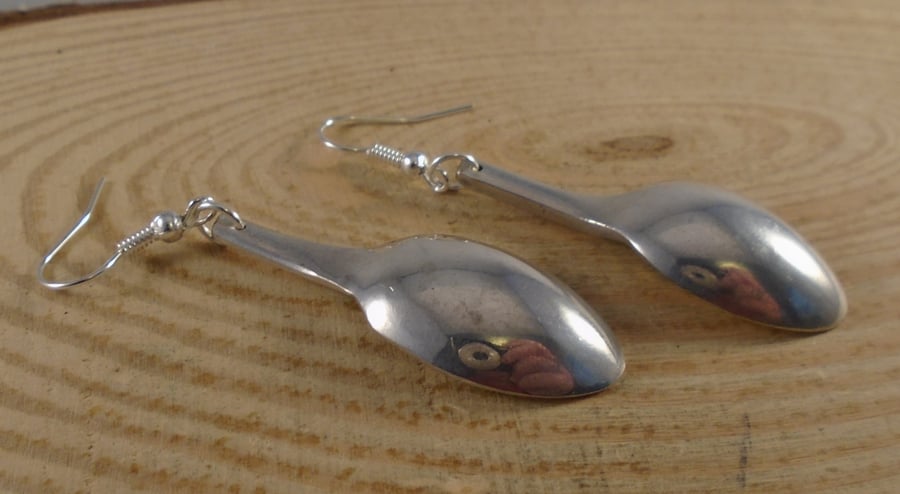 Upcycled Silver Plated Sugar Tong Spoon Earrings SPE092010