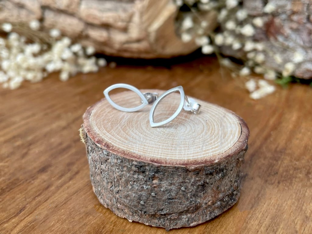 NEW Silver Navette Stud Earrings