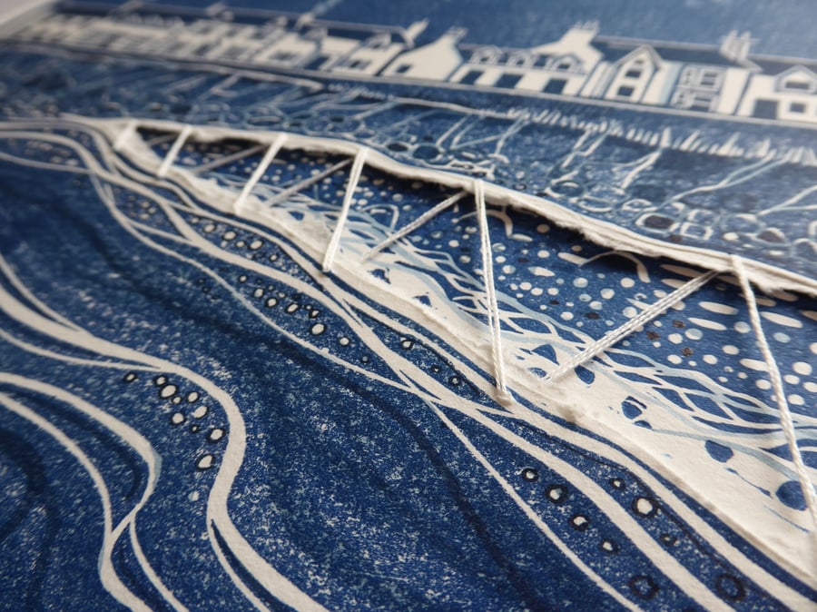 ORIGINAL lino print - seascape 