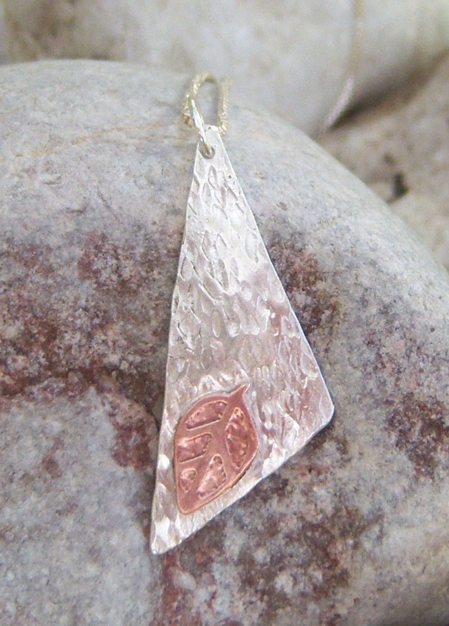 Leaf on triangle pendant