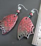 "Draig Bach" (Little Dragon) – Crimson & Bronze Faery Dragon Wing Earrings - Image 4