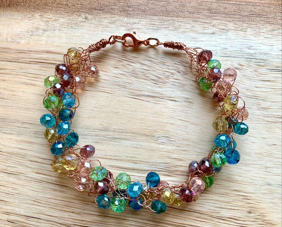 Handmade Copper Wire Crystal Bracelet