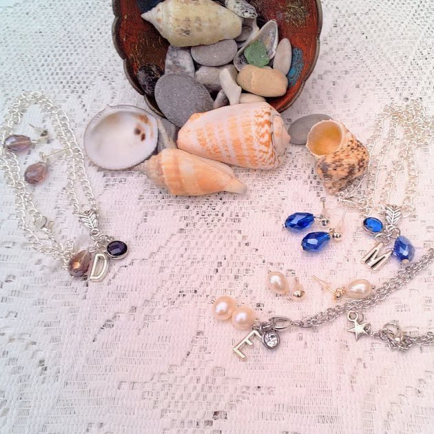 Initial and Birthstone Colour 2 Piece Jewellery Set, Gift for Her, Christmas