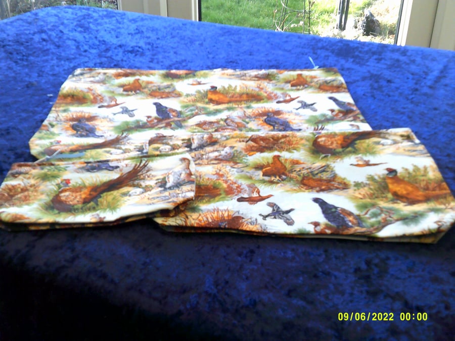 Set of Three Zip top pouches with Game Birds