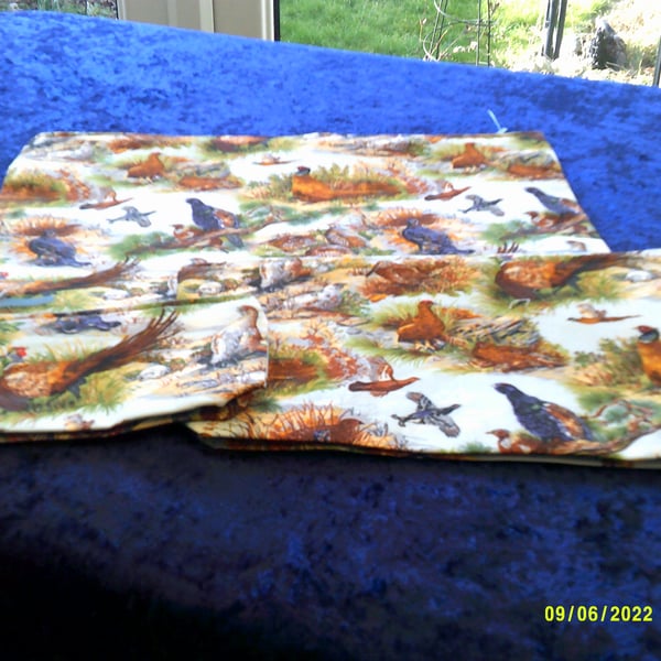 Set of Three Zip top pouches with Game Birds