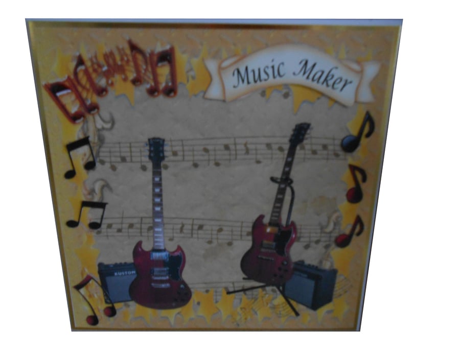Guitar Square Card - Birthday, Well Done