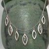 Sterling Silver ‘Falling Leaves’ Seven Leaf Necklace on Fine Belchar Chain