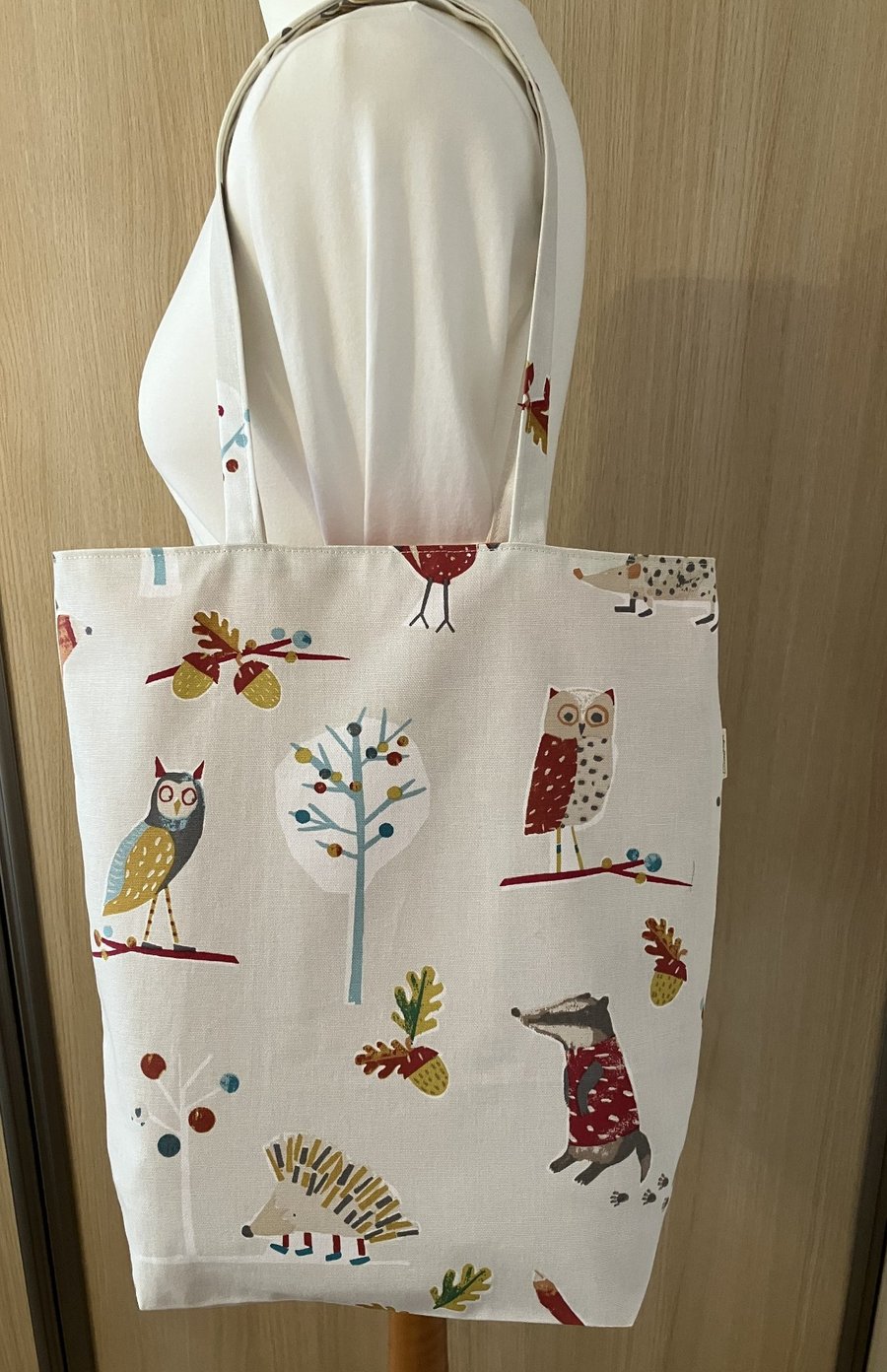 Owls & Badgers Tote Bag, Handmade in the UK
