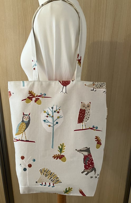 Owls & Badgers Tote Bag, Handmade in the UK