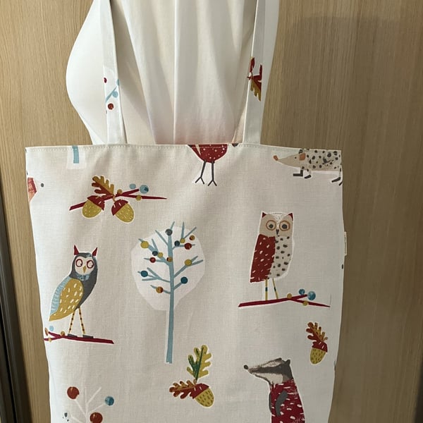 Owls & Badgers Tote Bag, Handmade in the UK