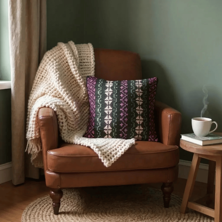 Black FairIsle Knitted Cushion