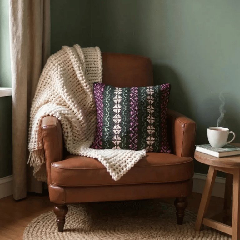 Black FairIsle Knitted Cushion