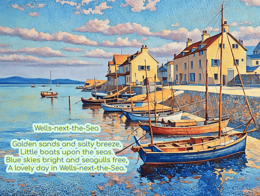 Wells-Next-The- Sea Poem Card A5 Boats 