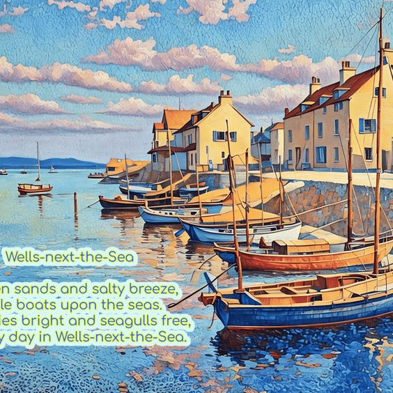Wells-Next-The- Sea Poem Card A5 Boats 