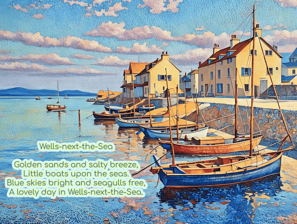 Wells-Next-The- Sea Poem Card A5 Boats 