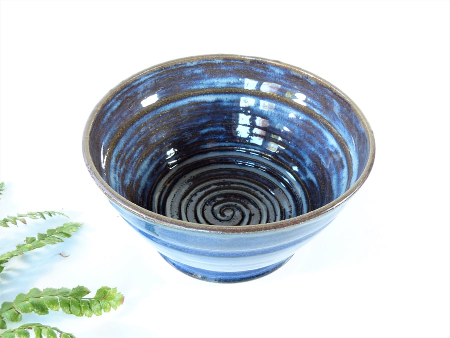 Dark Cloud and Blue Breakfast - Soup - Cereal - Tapas Bowl Ceramic Stoneware 