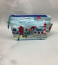 Seafront makeup bag, seaside zip bag, Handmade